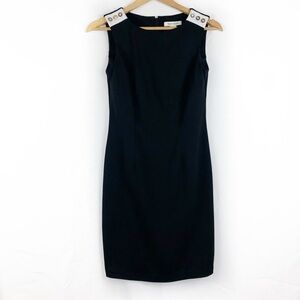White House Black Market Sleeveless Black Sheath Dress Button Shoulder